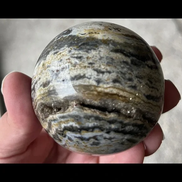 Ocean Jasper Sphere w/ Druzy Pockets - Picture 5 of 10